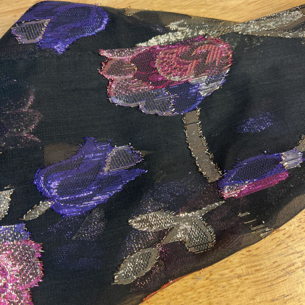 Vintage Trimmings Black/ Metallic Thread Print Scarf