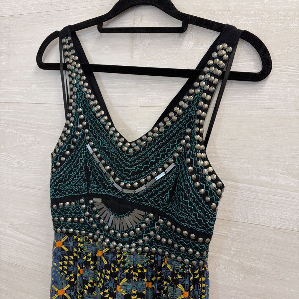 Angie Black/ Multi Studded Print Maxi Dress Medium