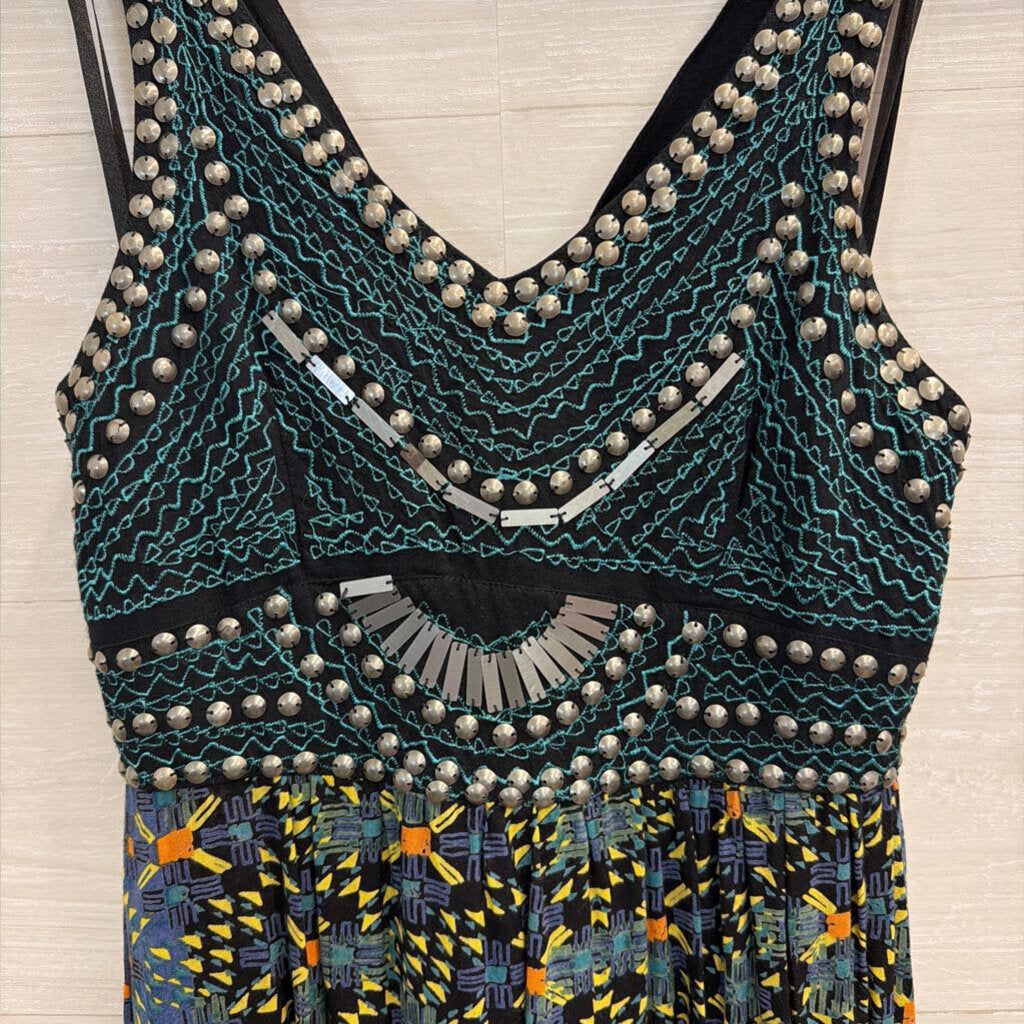 Angie Black/ Multi Studded Print Maxi Dress Medium