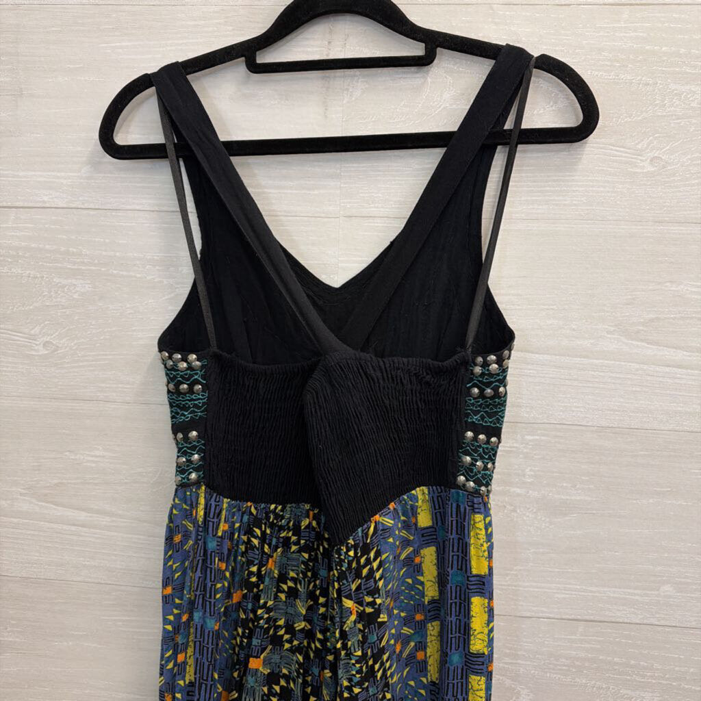 Angie Black/ Multi Studded Print Maxi Dress Medium