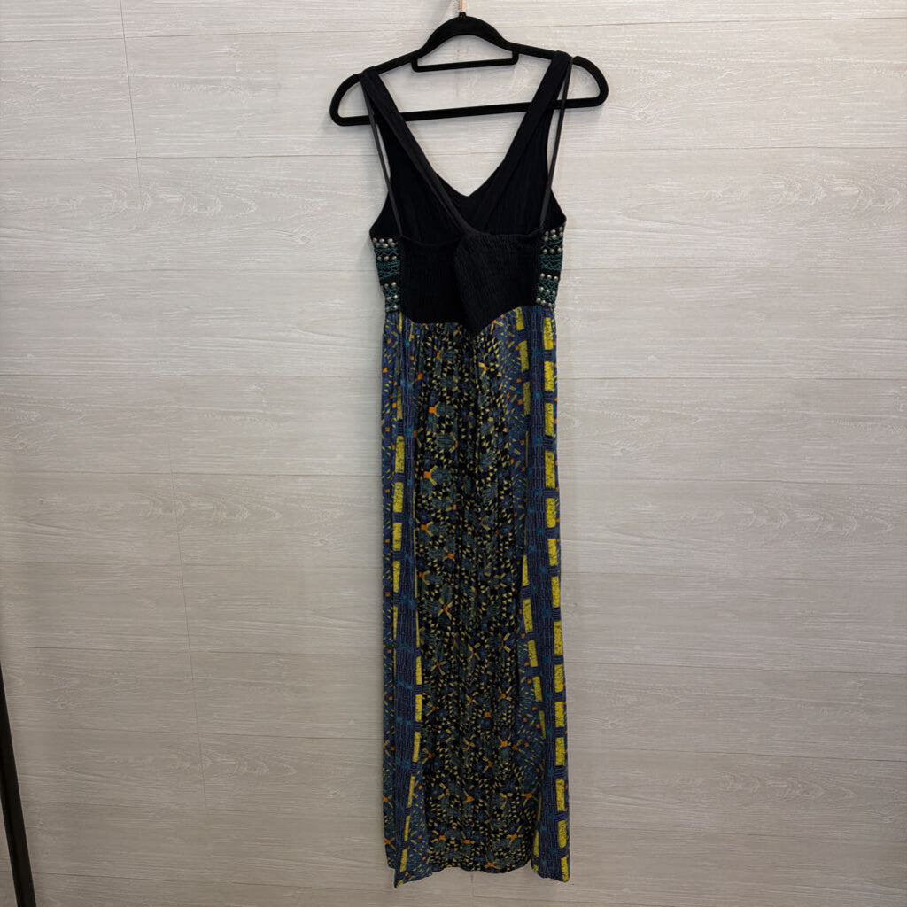 Angie Black/ Multi Studded Print Maxi Dress Medium