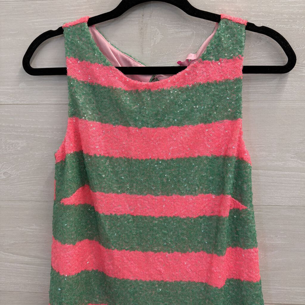 Lilly Pulitzer Green/ Pink Striped Sequin Tank Top Extra Small