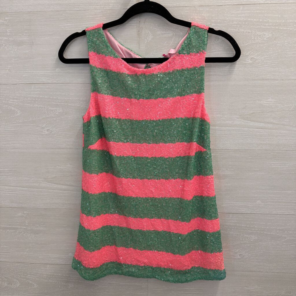 Lilly Pulitzer Green/ Pink Striped Sequin Tank Top Extra Small