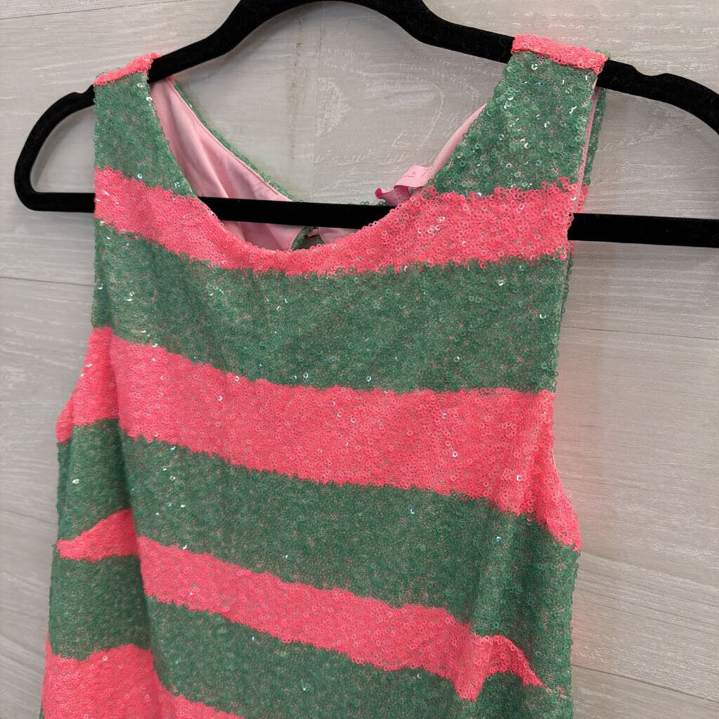 Lilly Pulitzer Green/ Pink Striped Sequin Tank Top Extra Small