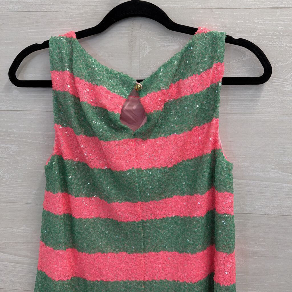 Lilly Pulitzer Green/ Pink Striped Sequin Tank Top Extra Small