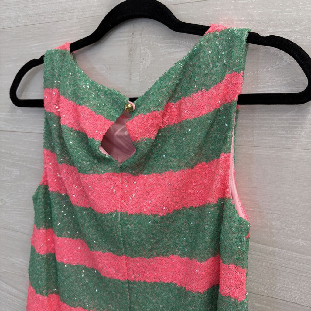 Lilly Pulitzer Green/ Pink Striped Sequin Tank Top Extra Small