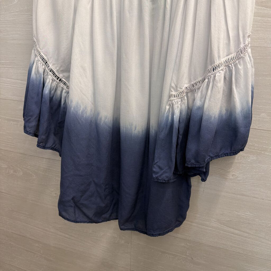 Grace Elements White/ Navy Ombre Bell Sleeve Top 2X