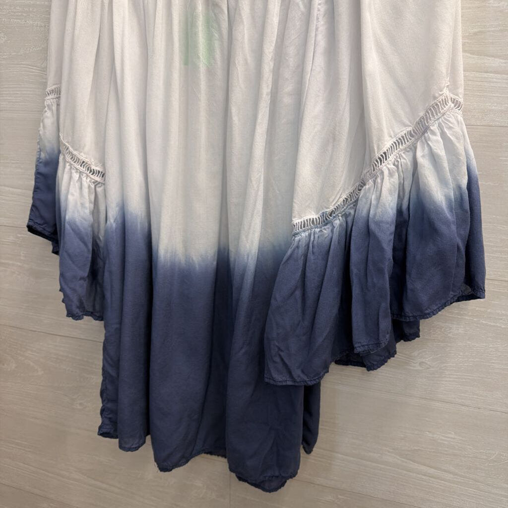 Grace Elements White/ Navy Ombre Bell Sleeve Top 2X