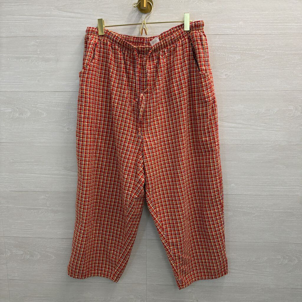 Bobbie Brooks Red/ Multi Plaid Wide Leg Pull On Pants Extra Large