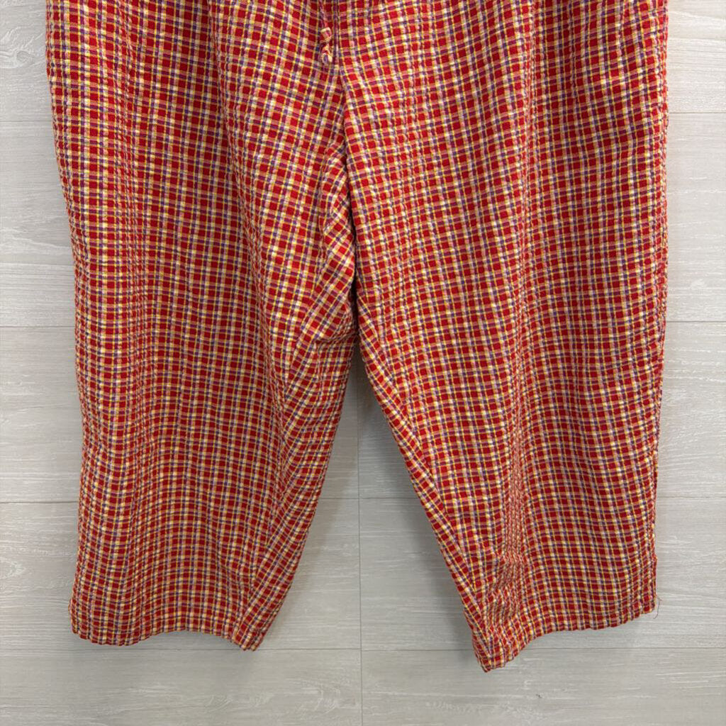 Bobbie Brooks Red/ Multi Plaid Wide Leg Pull On Pants Extra Large