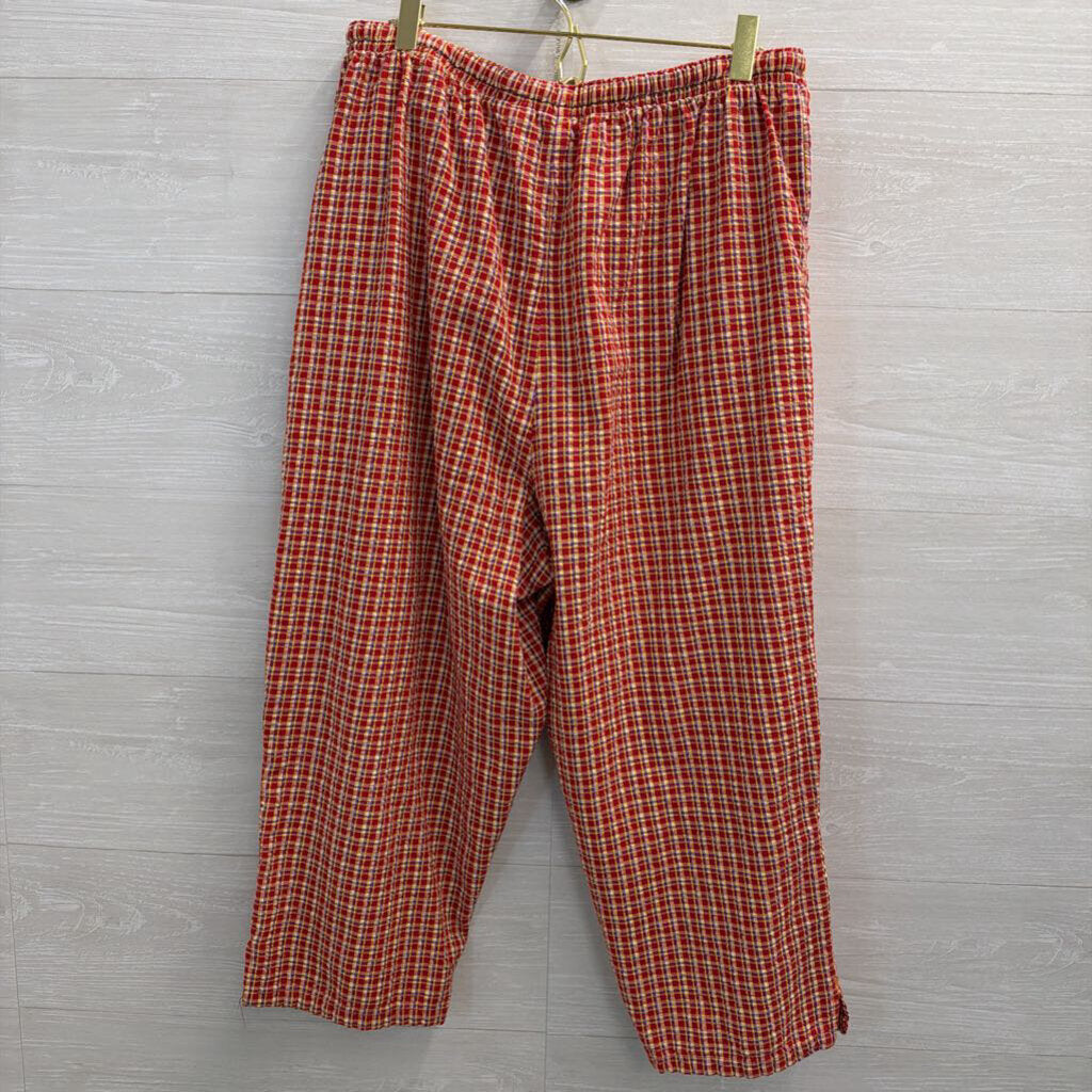 Bobbie Brooks Red/ Multi Plaid Wide Leg Pull On Pants Extra Large