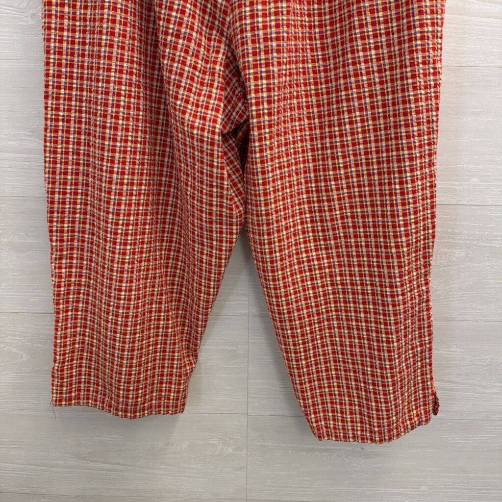 Bobbie Brooks Red/ Multi Plaid Wide Leg Pull On Pants Extra Large