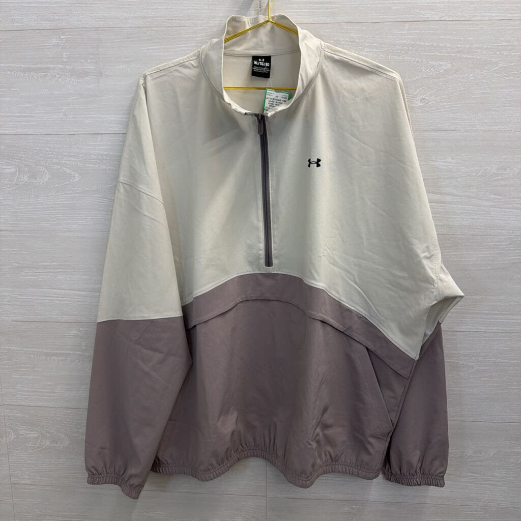 Under Armour White/ Grey Oversized Half Zip Pullover Extra Large