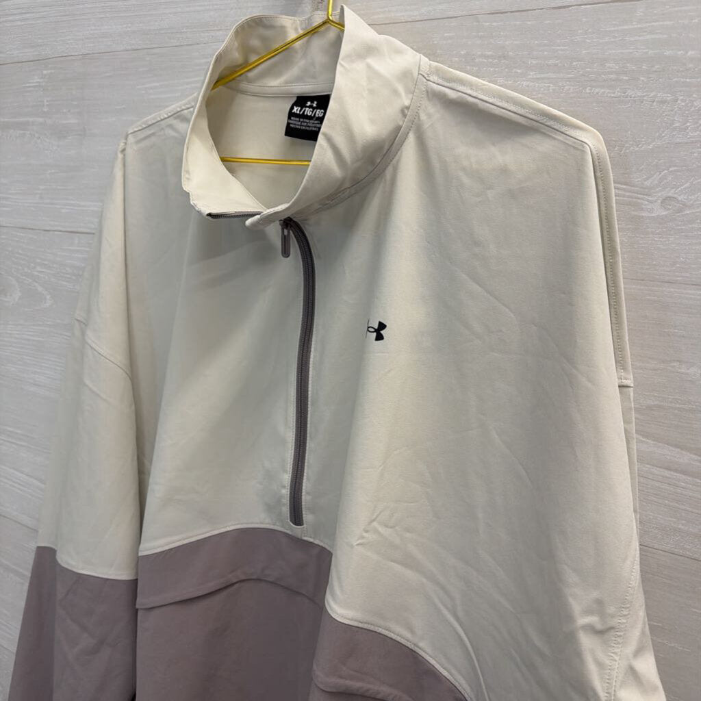 Under Armour White/ Grey Oversized Half Zip Pullover Extra Large