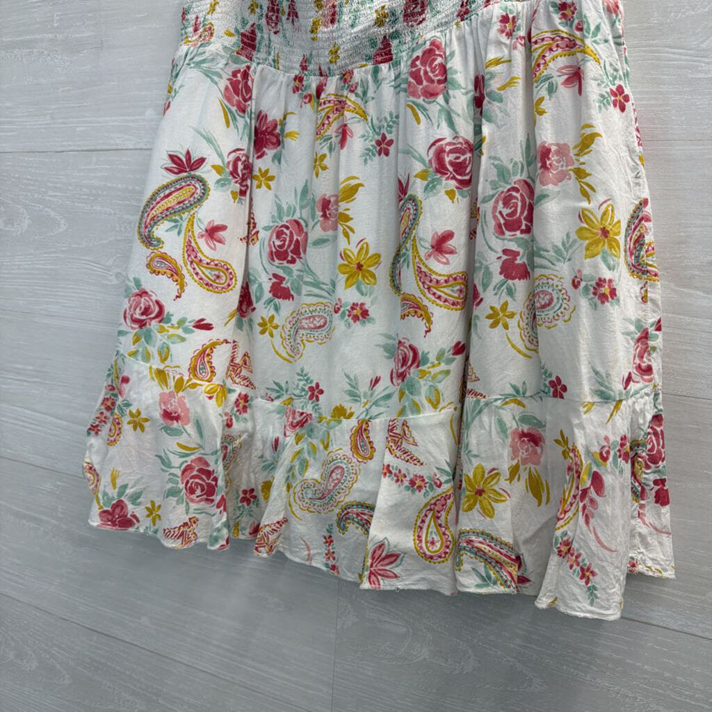 Ariat White/ Multi Print Ruffle Hem Skirt Large