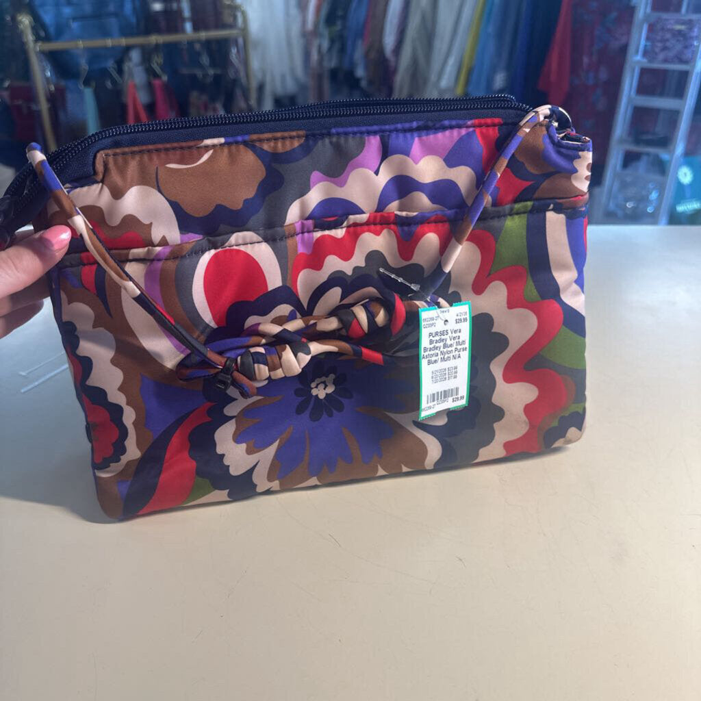Vera Bradley Blue/ Multi Astoria Nylon Purse