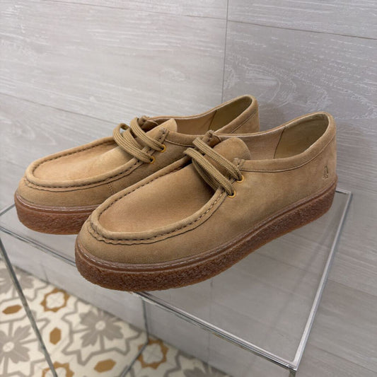 Hush Puppies Beige Suede Bridget Platform Shoes 11