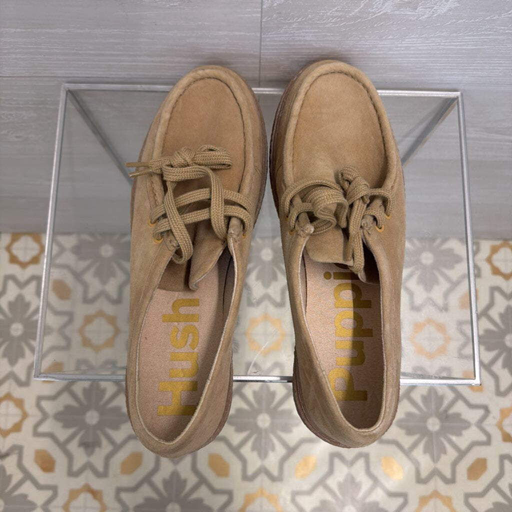 Hush Puppies Beige Suede Bridget Platform Shoes 11