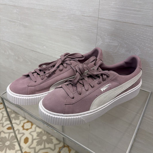 Puma Purple/ White Suede Platform Sneakers 10