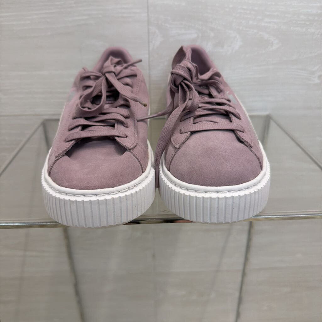Puma Purple/ White Suede Platform Sneakers 10