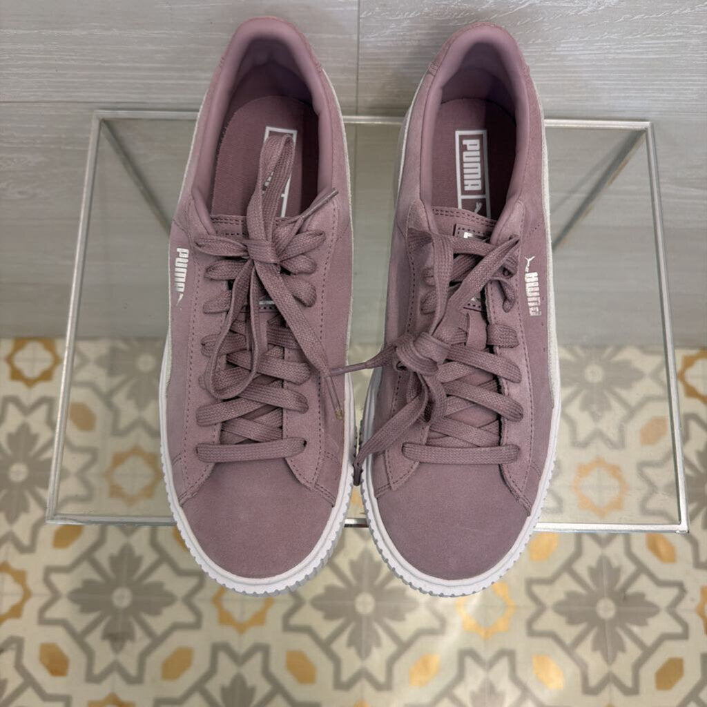 Puma Purple/ White Suede Platform Sneakers 10