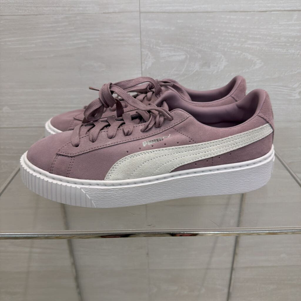 Puma Purple/ White Suede Platform Sneakers 10