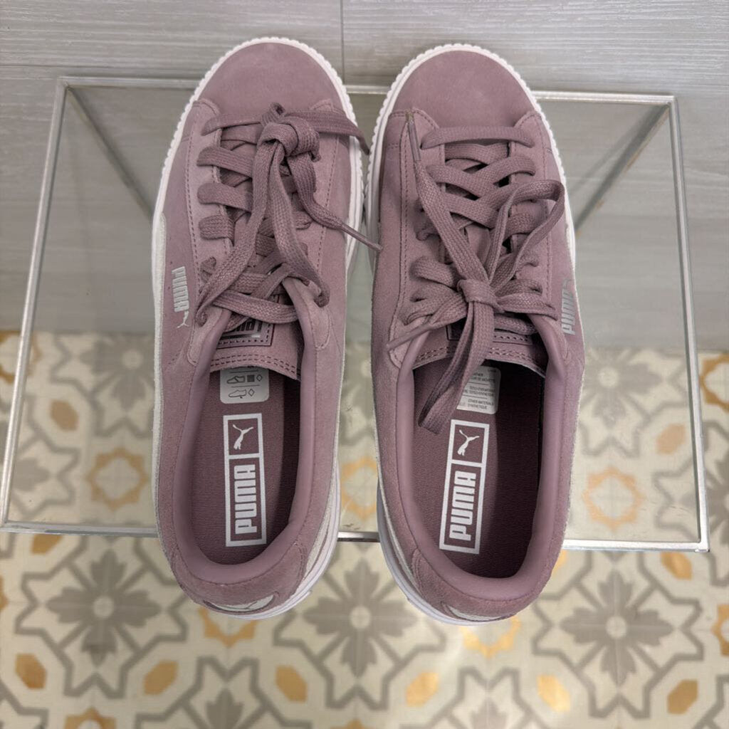 Puma Purple/ White Suede Platform Sneakers 10