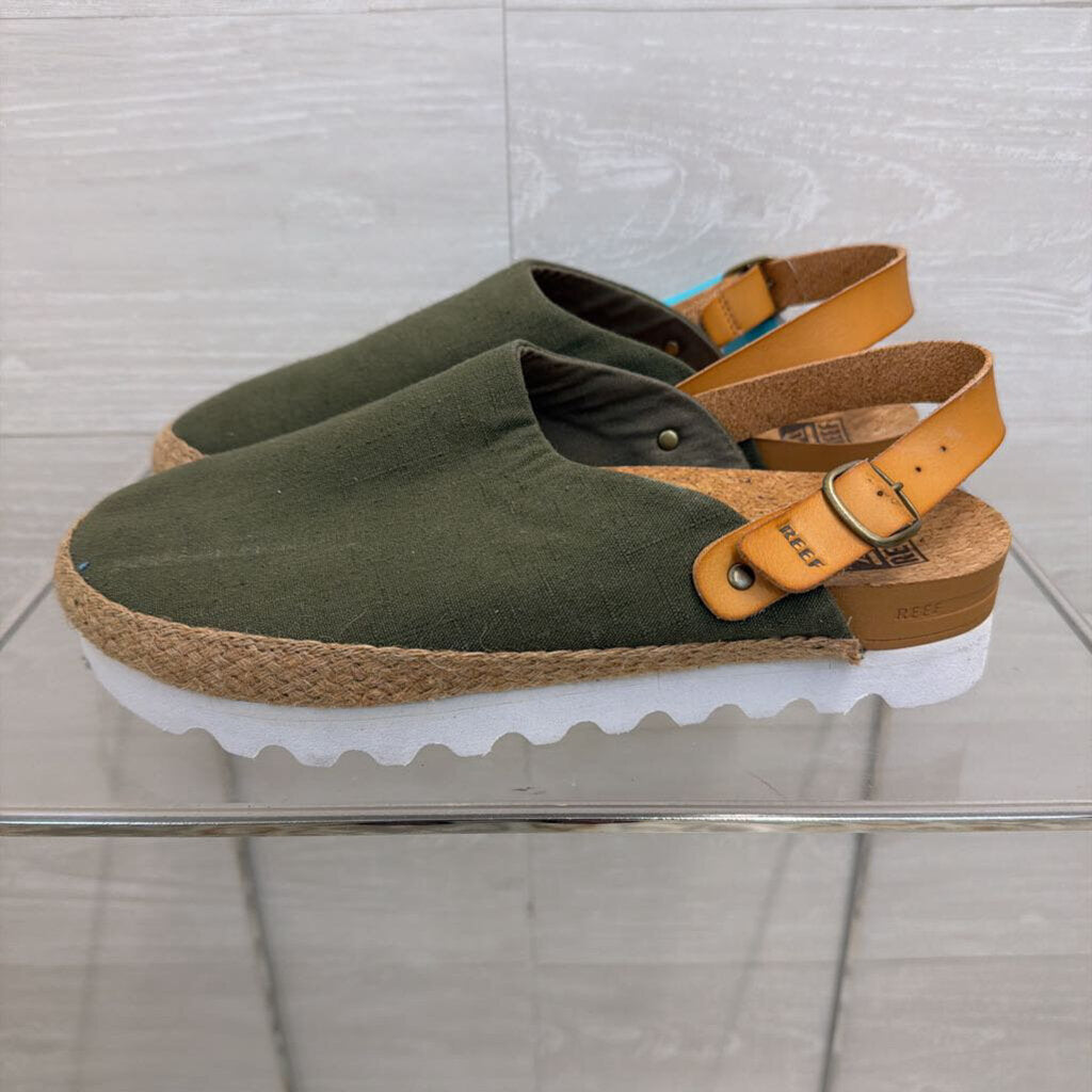 Reef Green/ Brown Cushion Sage Slip On Espadrille Shoes 10