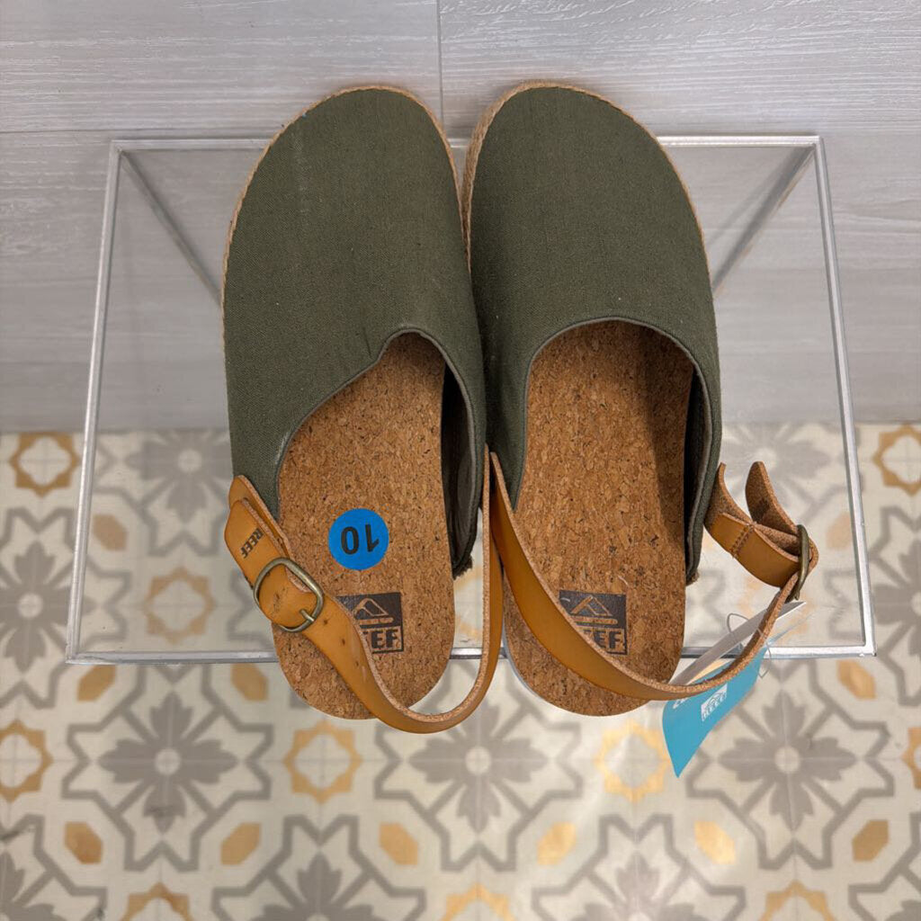 Reef Green/ Brown Cushion Sage Slip On Espadrille Shoes 10