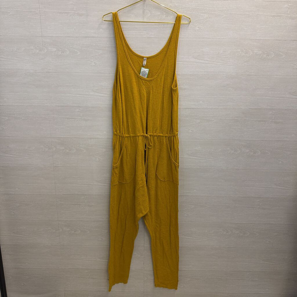 Intimately Free People Yellow Tie Waist Jumpsuit Small