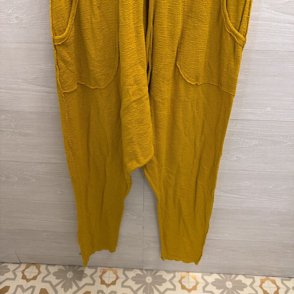 Intimately Free People Yellow Tie Waist Jumpsuit Small