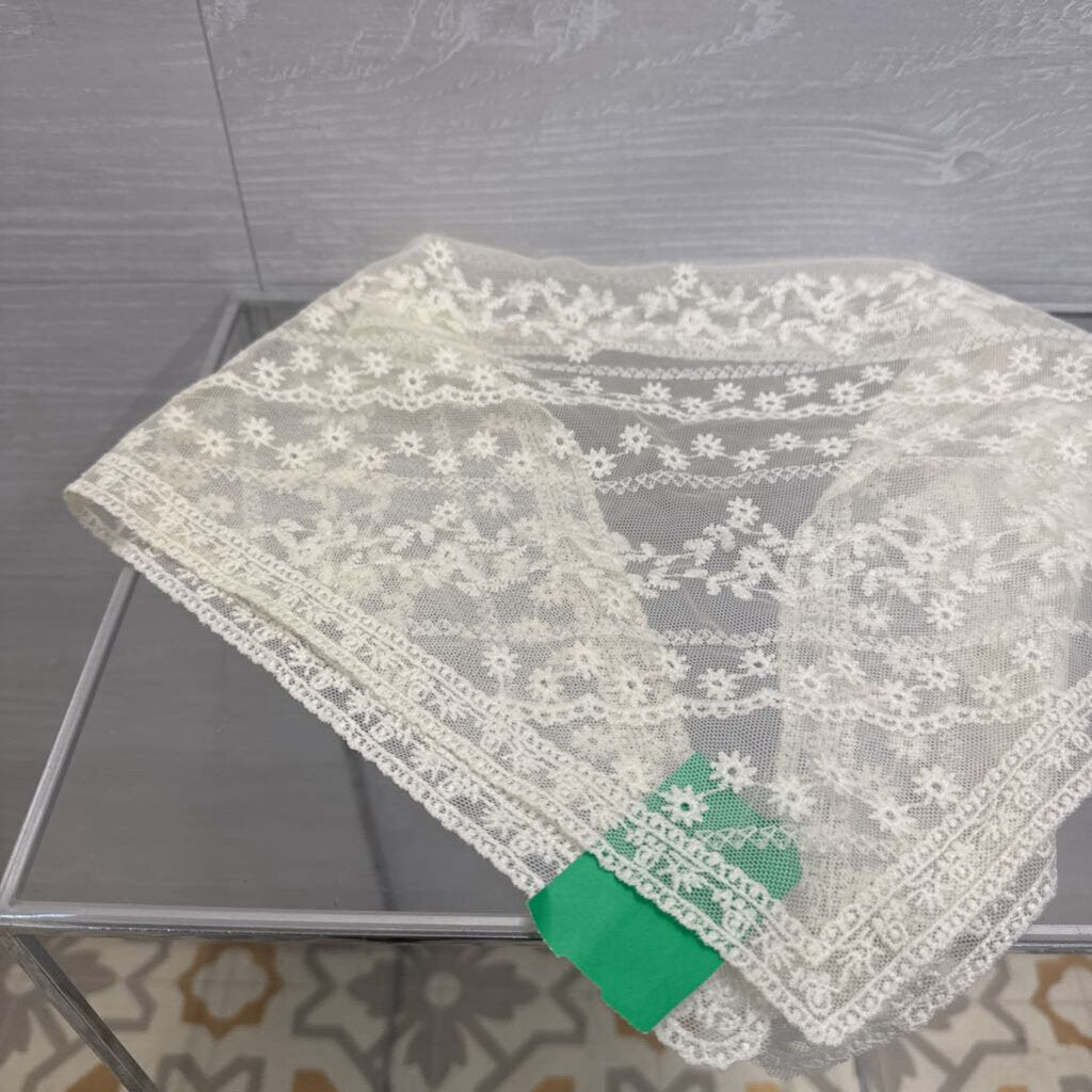 Cream Embroidered Lace Bandana Scarf