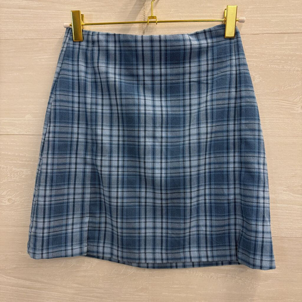 Brandy Melville Blue Plaid Mini Skirt Extra Small