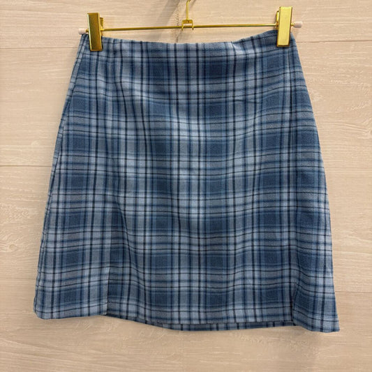 Brandy Melville Blue Plaid Mini Skirt Extra Small