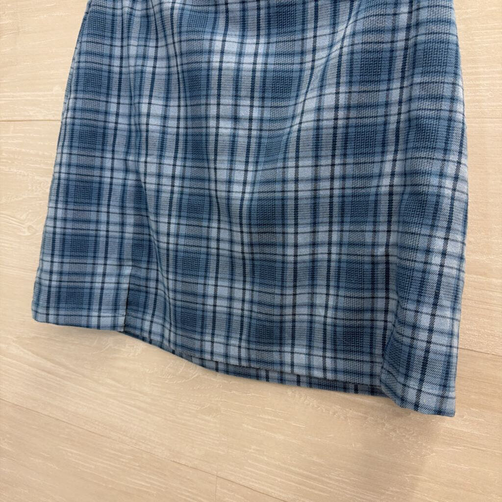 Brandy Melville Blue Plaid Mini Skirt Extra Small
