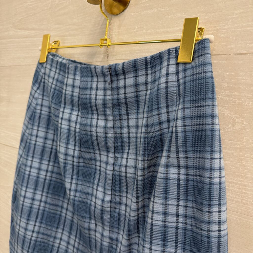 Brandy Melville Blue Plaid Mini Skirt Extra Small