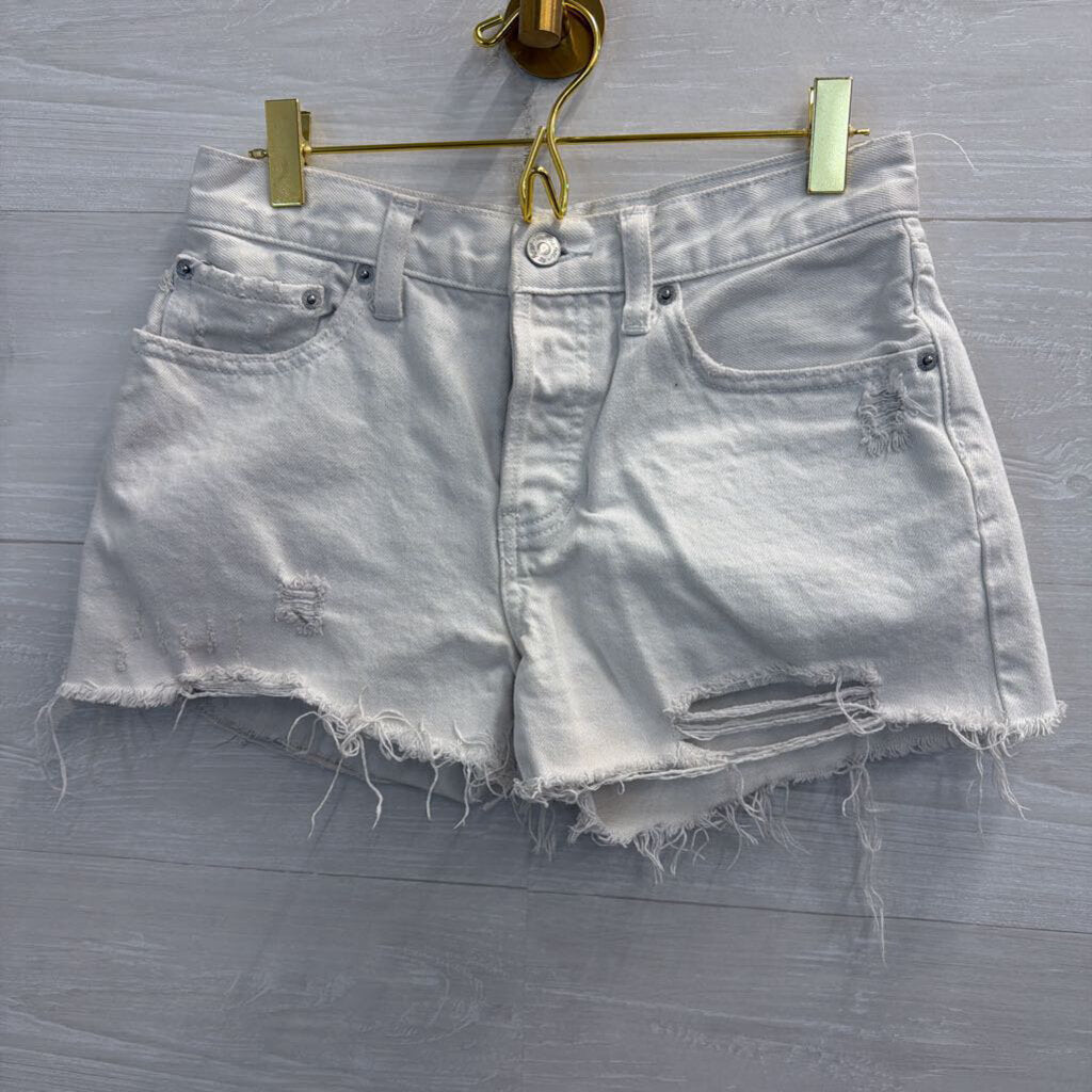 We The Free White Distressed Cut Off Shorts 26
