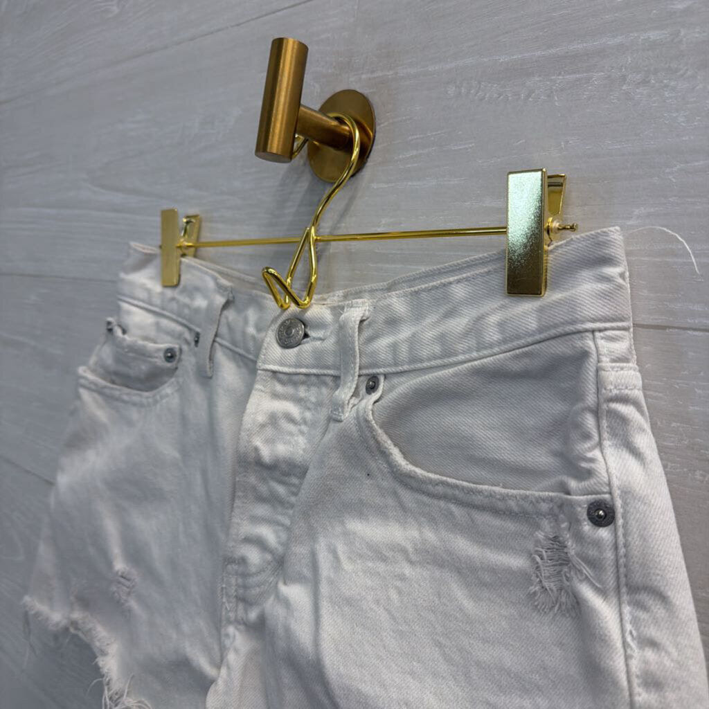 We The Free White Distressed Cut Off Shorts 26
