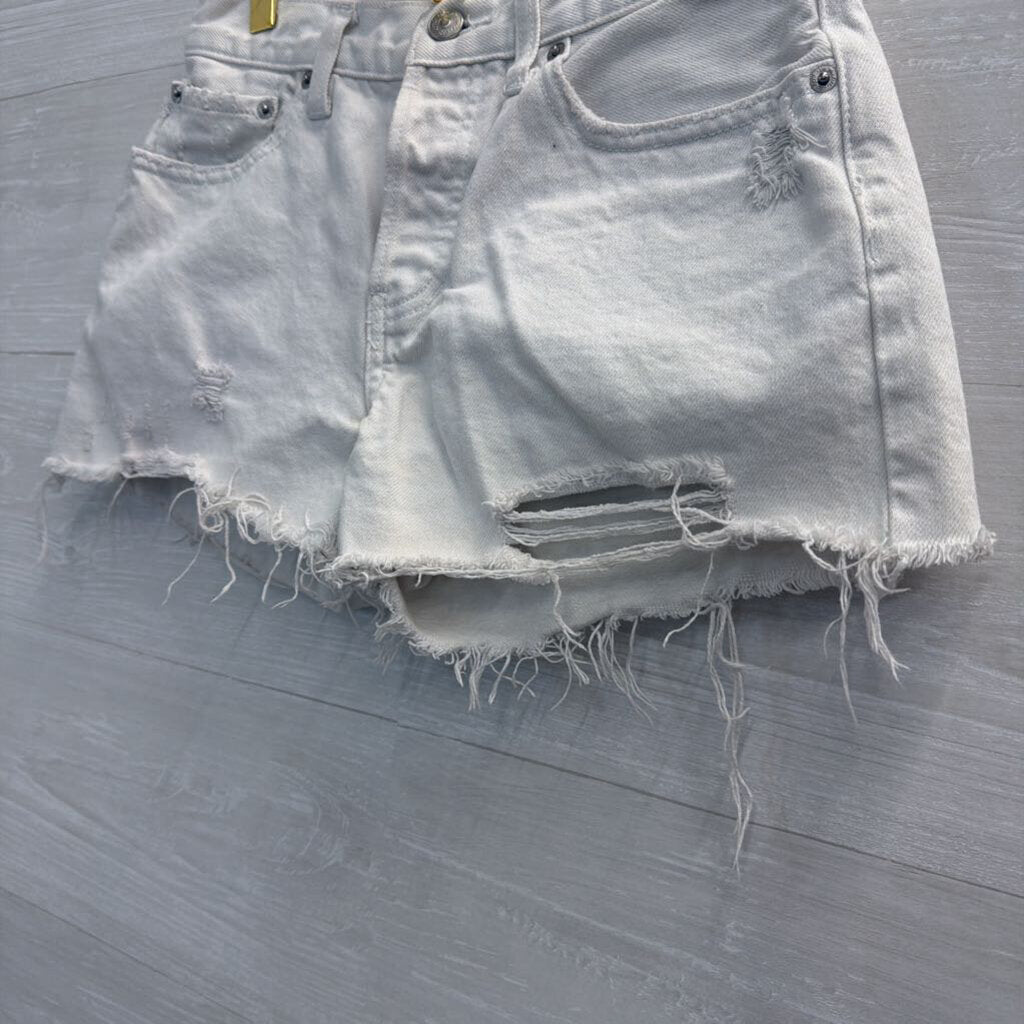 We The Free White Distressed Cut Off Shorts 26