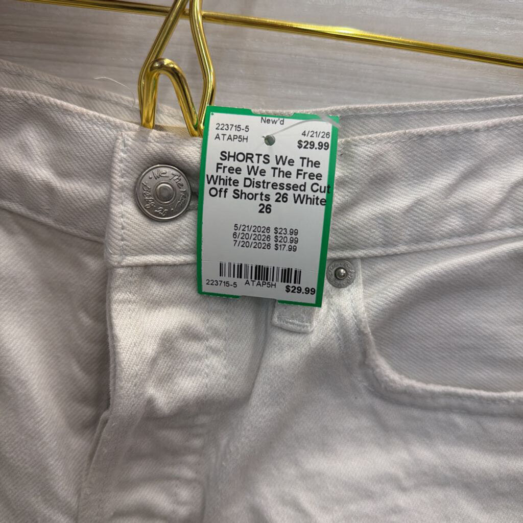 We The Free White Distressed Cut Off Shorts 26