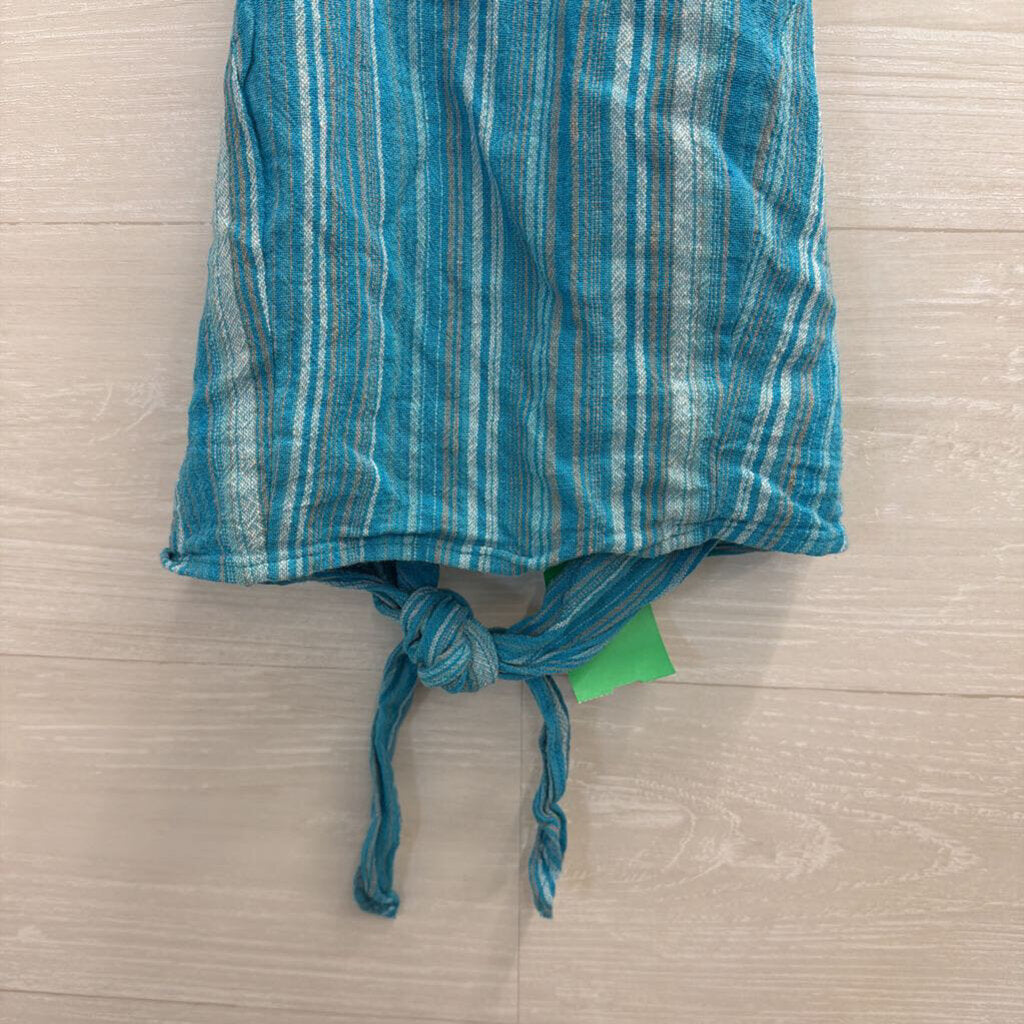 Blue Blush Blue Striped Cropped Halter Neck Top Medium
