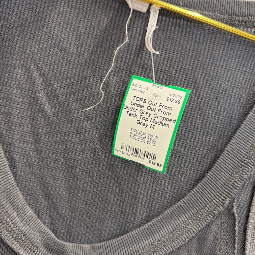 Out From Under Grey Cropped Tank Top Medium
