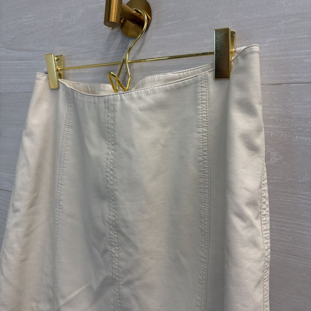 Free People Cream Faux Leather Mini Skirt 6