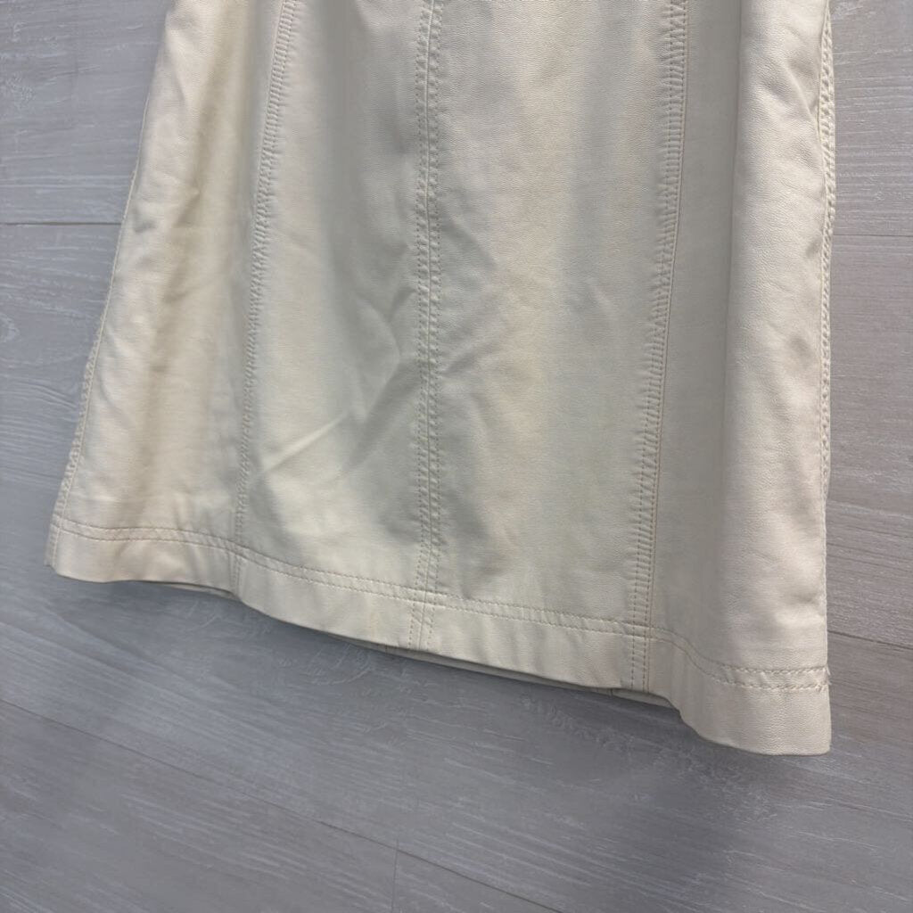 Free People Cream Faux Leather Mini Skirt 6