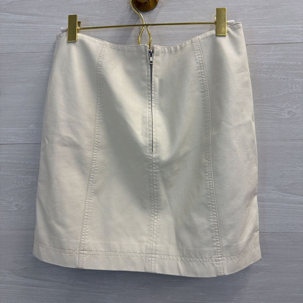 Free People Cream Faux Leather Mini Skirt 6