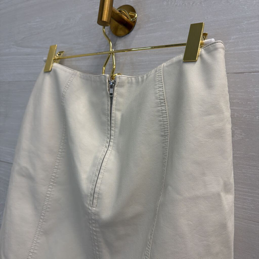 Free People Cream Faux Leather Mini Skirt 6