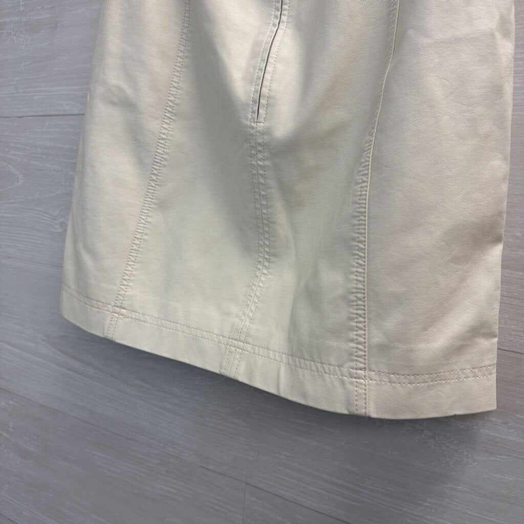 Free People Cream Faux Leather Mini Skirt 6