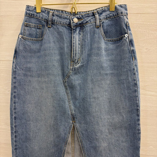Medium Wash Denim Midi Skirt Medium