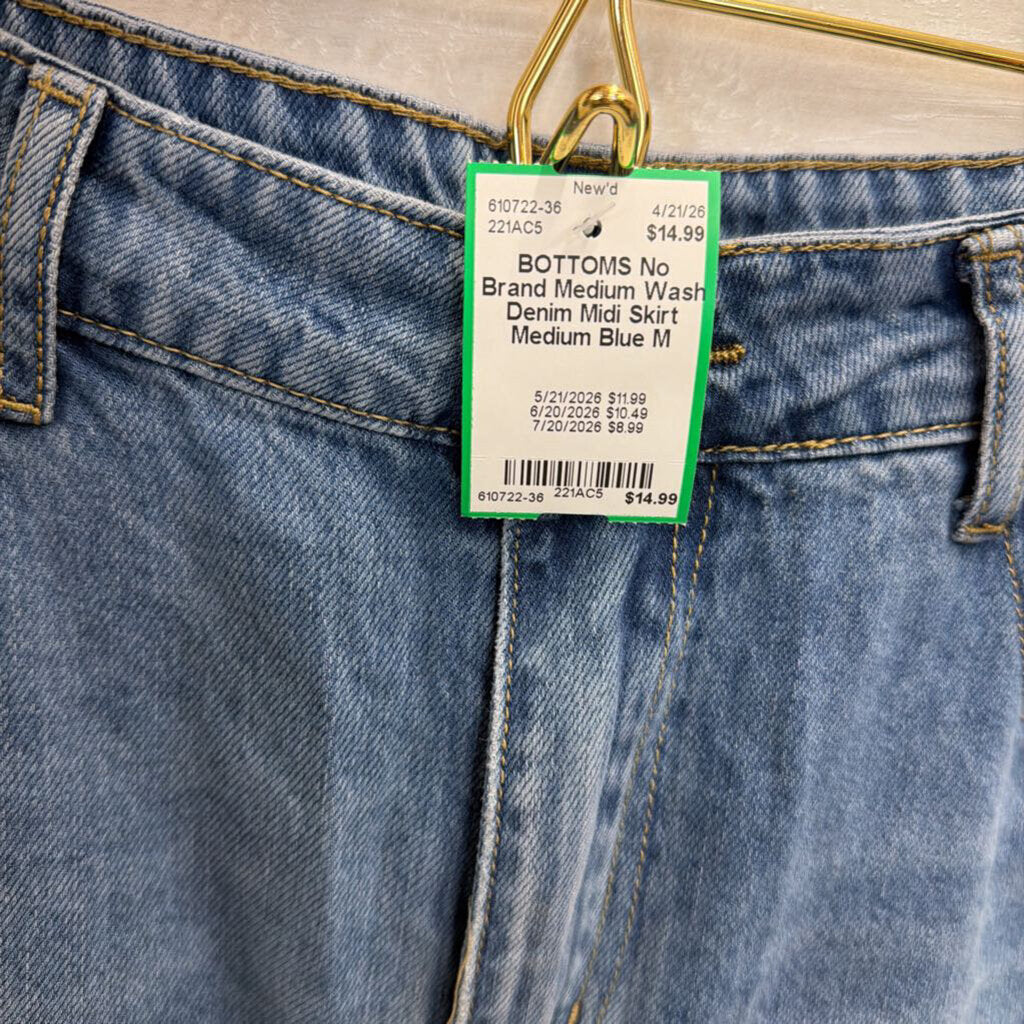 Medium Wash Denim Midi Skirt Medium