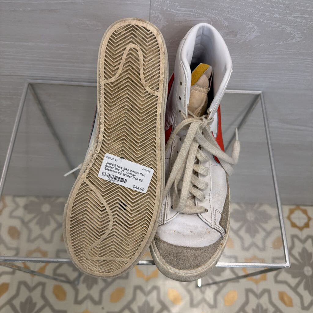 Nike White/ Red Blazer Mid '77 Vintage Sneakers 8.5